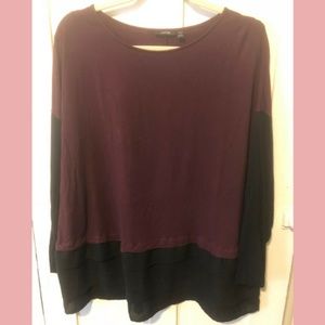 Apt 9 Womens 1X Burgundy and Black Tiered Top